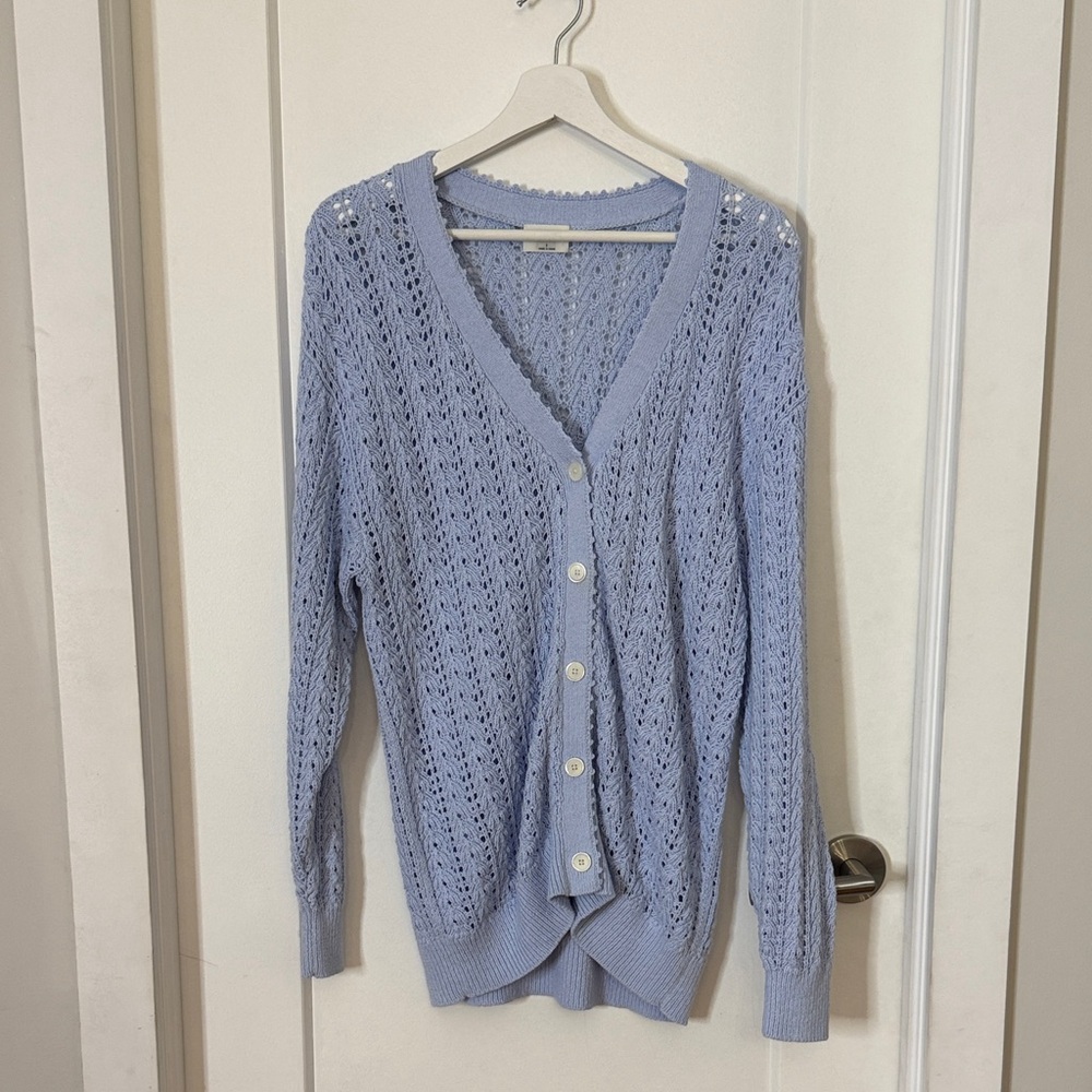 Aritzia Wilfred Light Blue Knit Cardigan